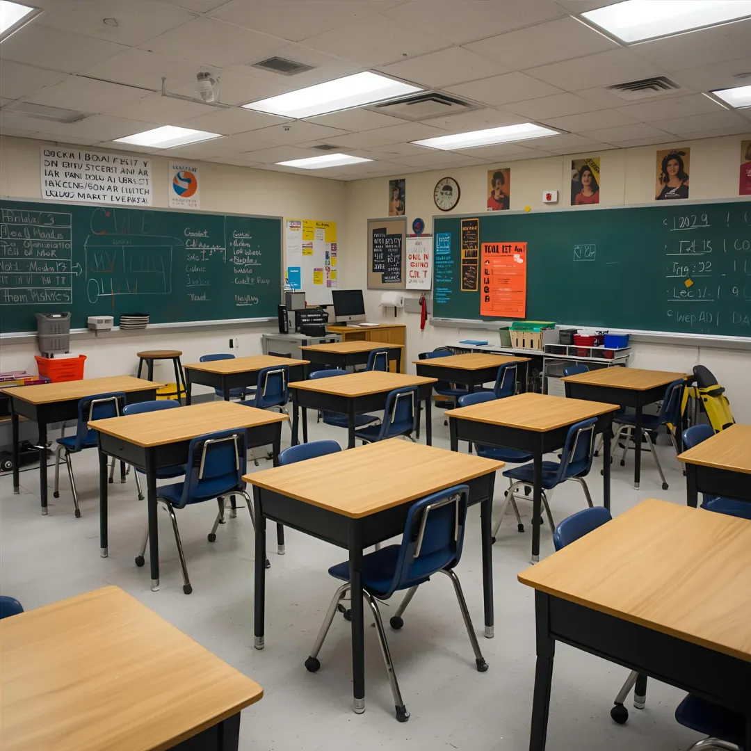 School classroom with technology equipment
